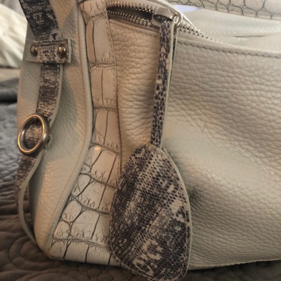 Furla White Shoulder Bag with Snakeskin Straps - Picture 6 of 14